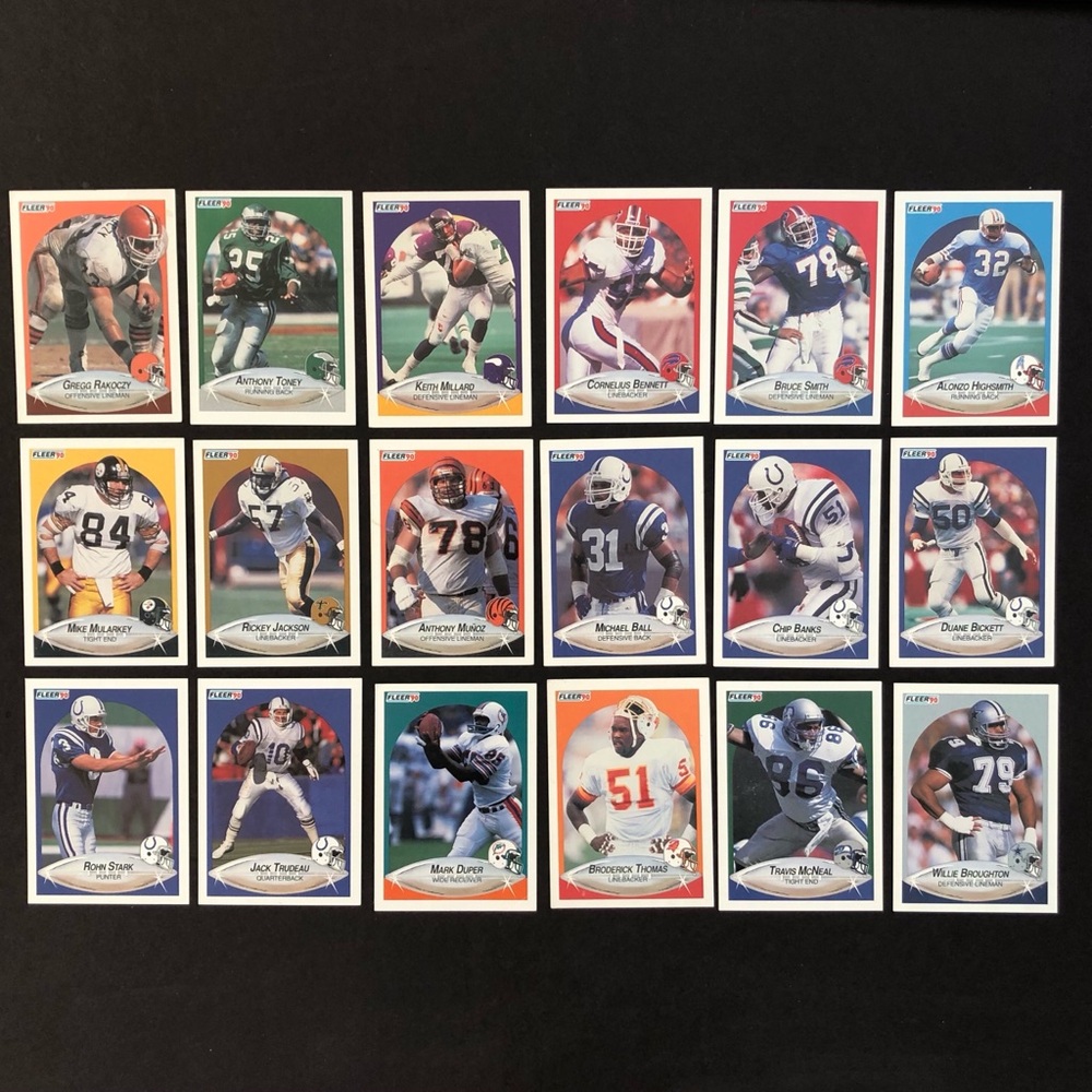 1990 Fleer Detroit Lions- Football Card Lot of 18 NFL Great Condition